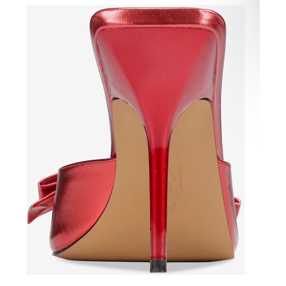 Aminah red bow heel mule Giselle $195 size 6 - Picture 3 of 6